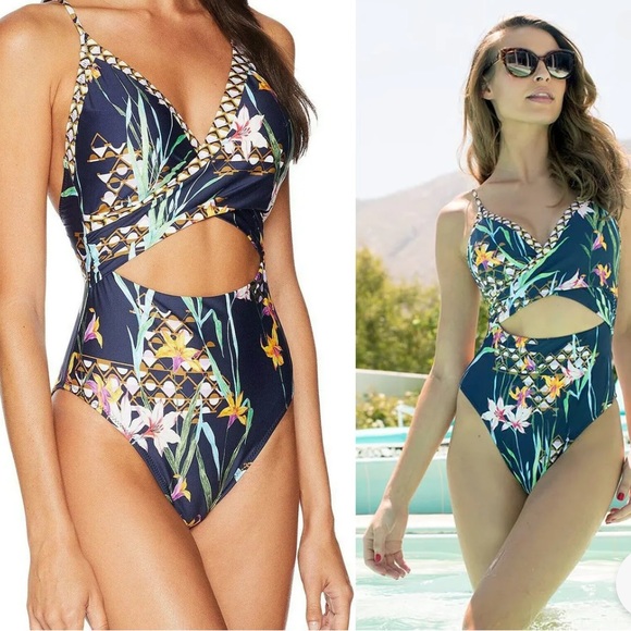 Trina Turk Blue One Piece Swimwear - Picture 4 of 4